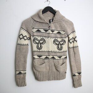 Aritzia TNA Sea to Sky 100% Lambswool Full Zip Cardigan Size XS